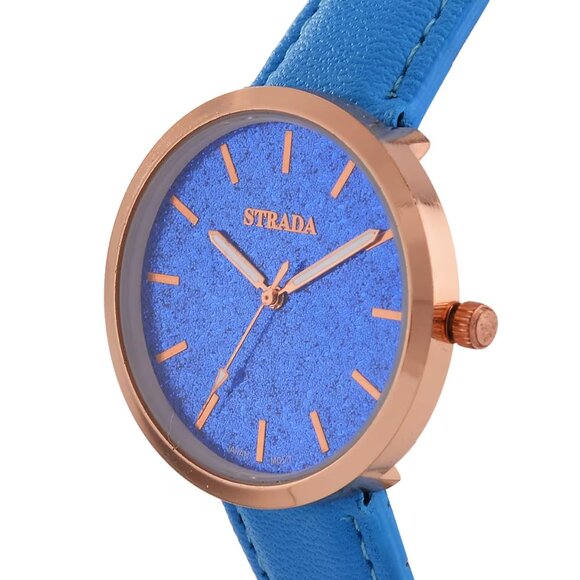 Blue Stardust Dial Japanese Movement Watch with Blue Strap by Strada - Picture 3 of 4